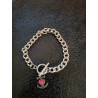 Bracelet gourmette Croix Camargue Rose