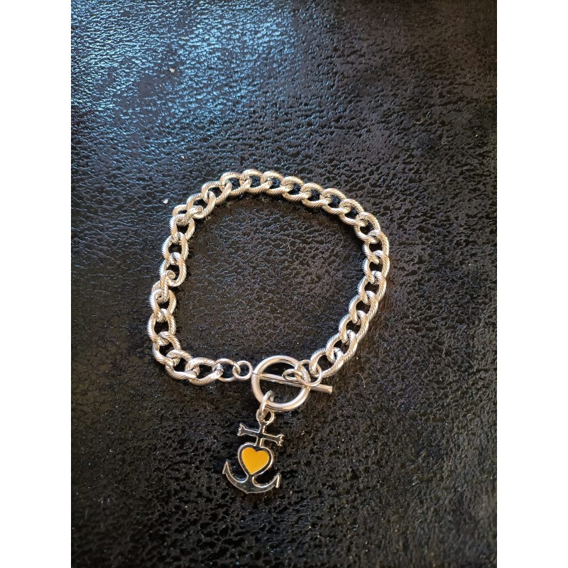 Bracelet Gourmette Croix de Camargue jaune