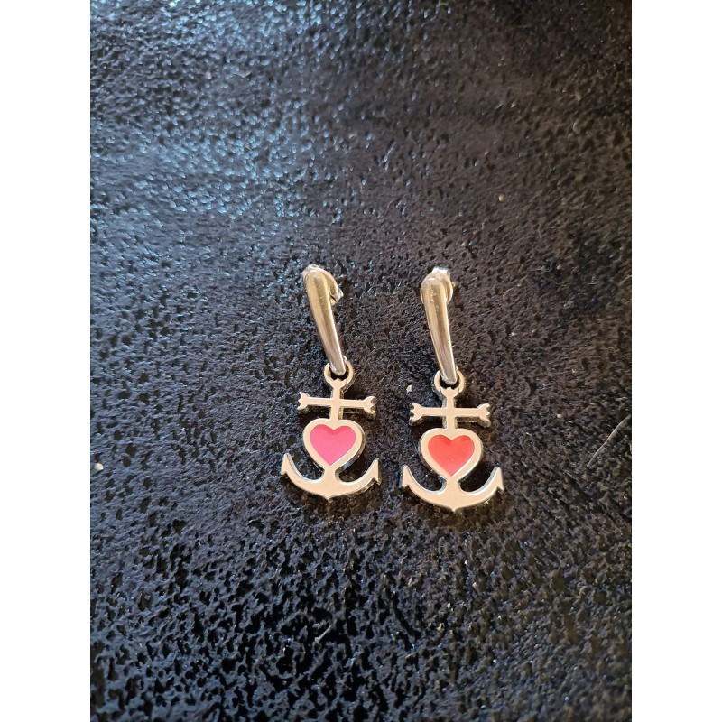 Boucles d'oreilles Croix de Camargue rose