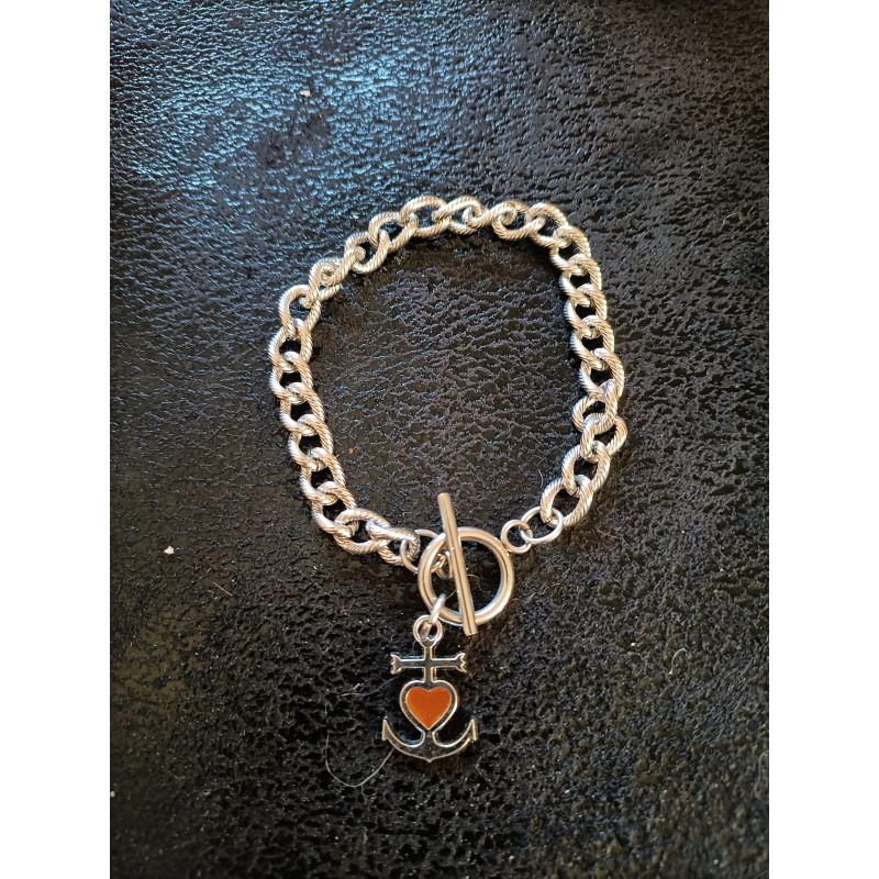 Bracelet Gourmette avec Croix de Camargue Orange