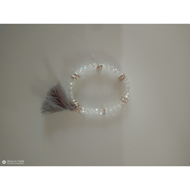 Bracelet cristaux blancavec pompon